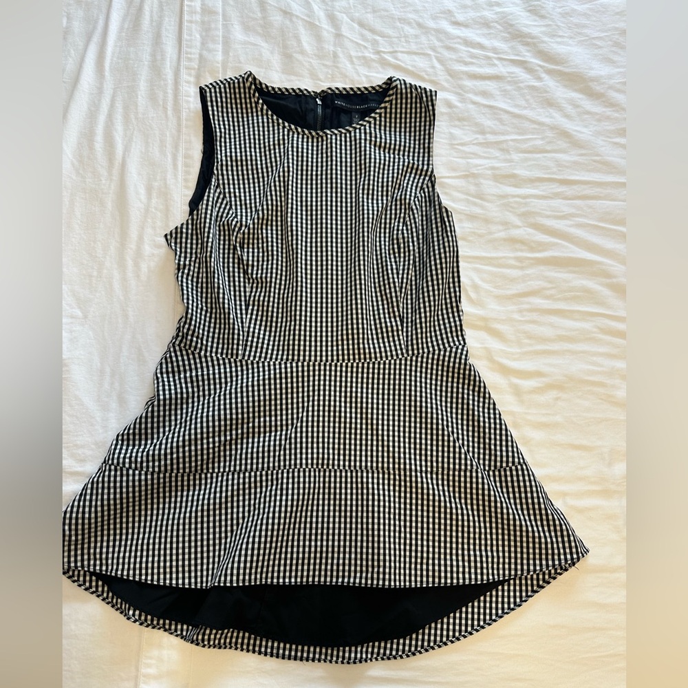 White House Black Market Gingham Peplum Top –  size 2 (Fits up to size 4)